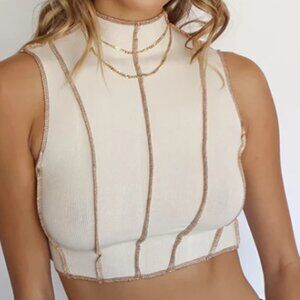 Beige Botany Sleeveless Cropped Top Size Medium